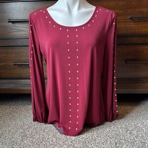 Elegant Burgundy Studded Women's Top
